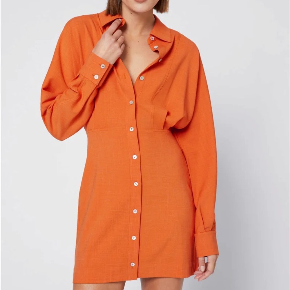 & Other Stories Orange Button-Up Dress